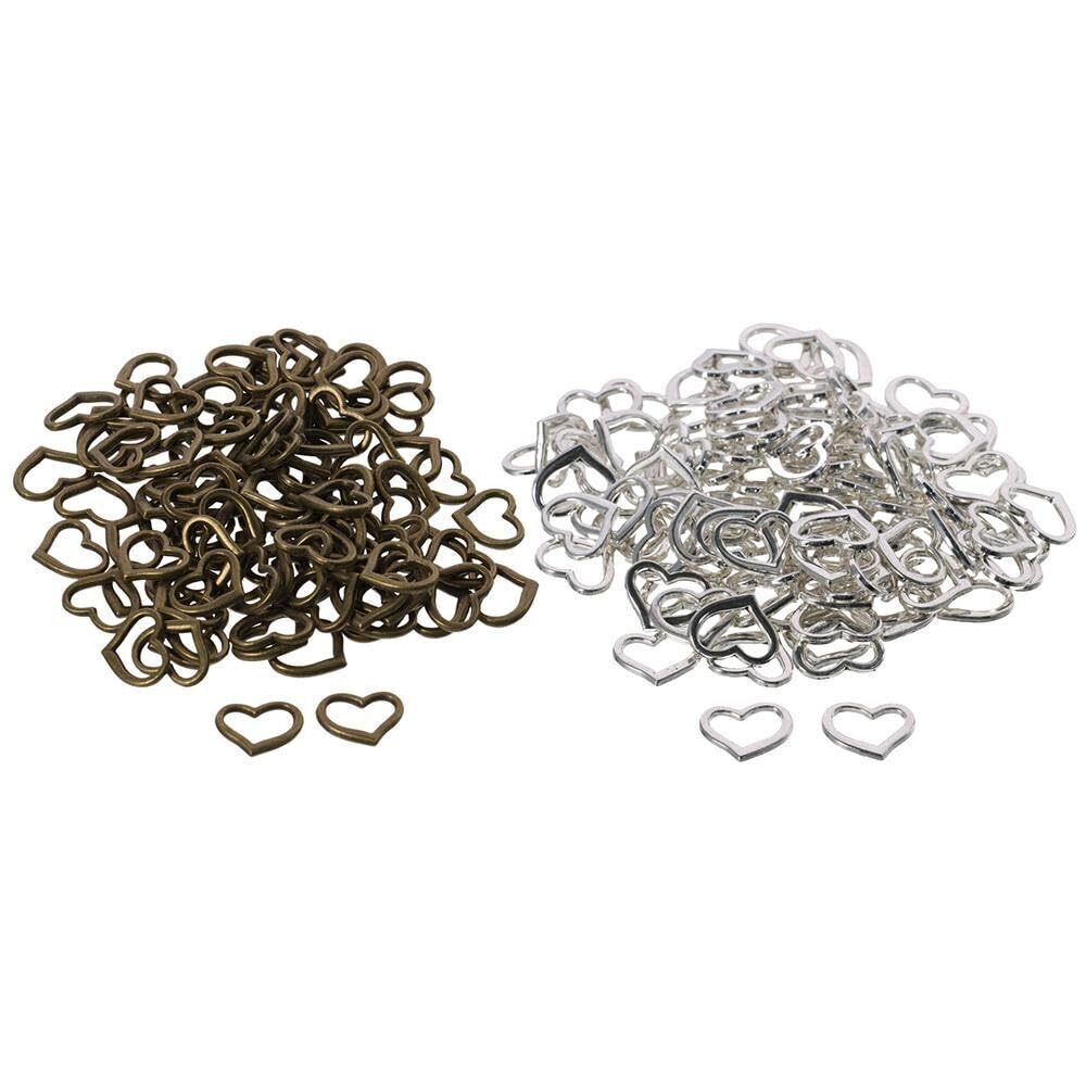 8445 200Pcs Linking Rings Heart Ring Charm Stainless Steel Large Hole